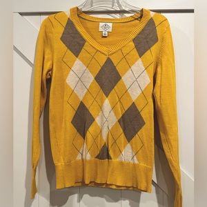 Gold/gray argyle sweater